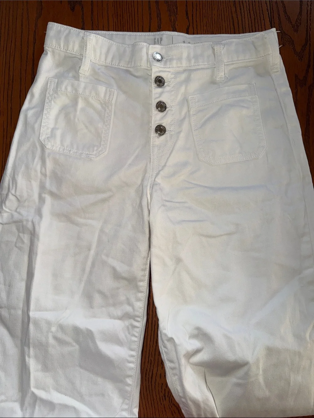 White Kid’s High-Rise Button-Fly Jeans